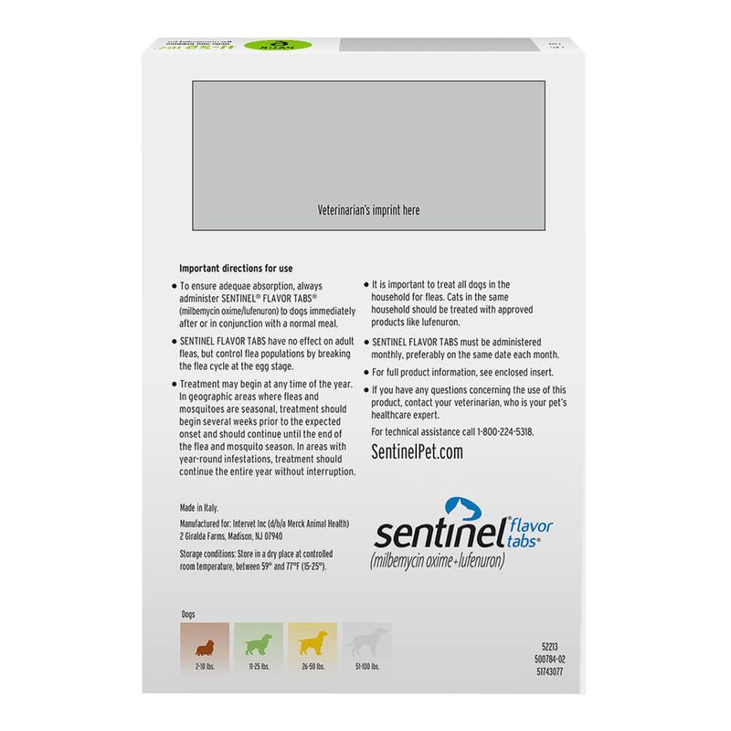 Sentinel Tabs Dog Fleas, Worms, Heartworm Pet Supplies 4 Less