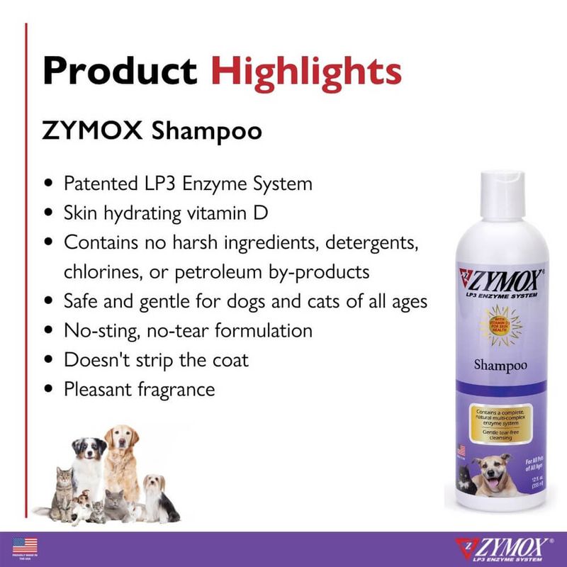 Zymox Shampoo with Vitamin D3, 12 oz Lambert Vet Supply Dog, Cat, Horse, Kennel, & Vet Supplies