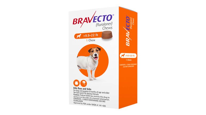 Bravecto Flea and Tick Chew for Dogs 9.9-22 lbs (4.5-10 kg) - Orange 1 Chew