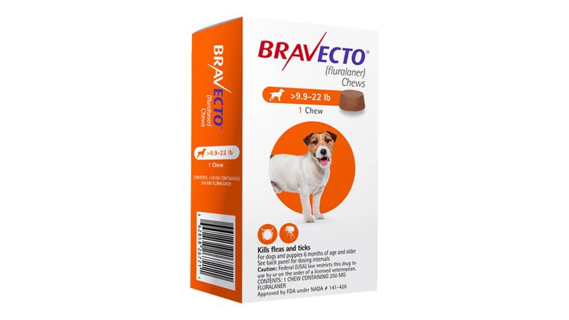 Bravecto Flea and Tick Chew for Dogs 9.9-22 lbs (4.5-10 kg) - Orange 1 Chew