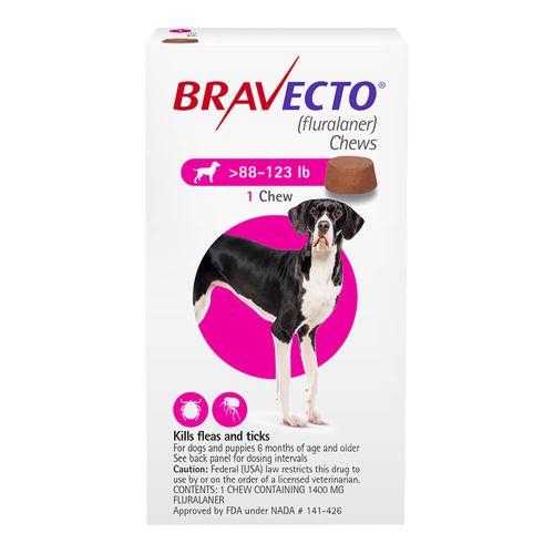 Bravecto  Chews Dogs 88-123 lbs 1 Flavored Chew Rx