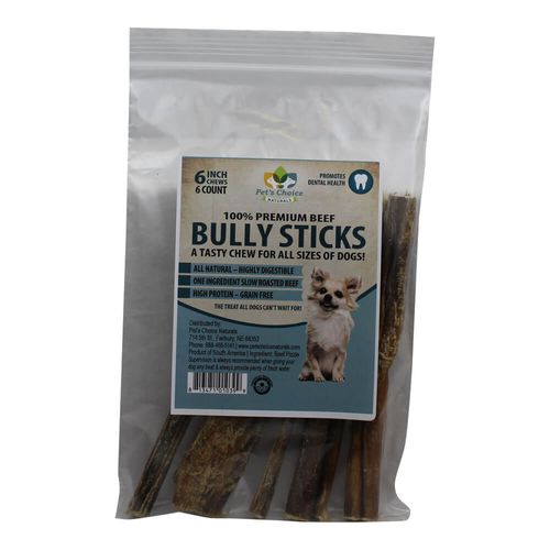 Bully Sticks for Dogs 6" Premium All Natural Dog Pizzle Chews 6 Pack