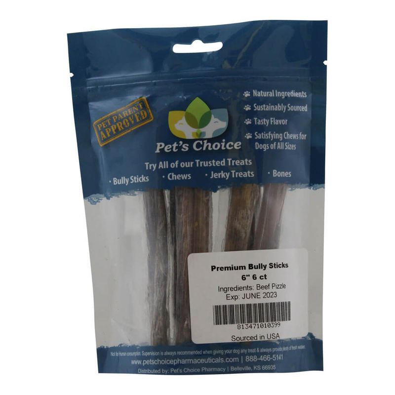 Bully Stick Dog Chews, All Natural Pizzle Chew, 6 pack Lambert Vet