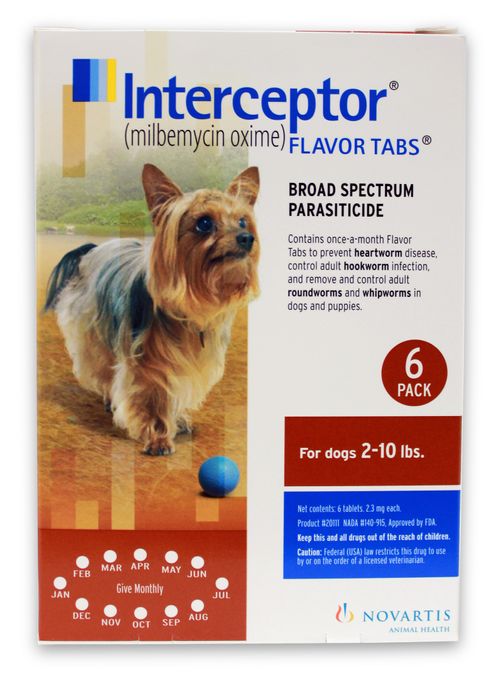 Interceptor Rx 2-10 lbs Dog Brown 6 count