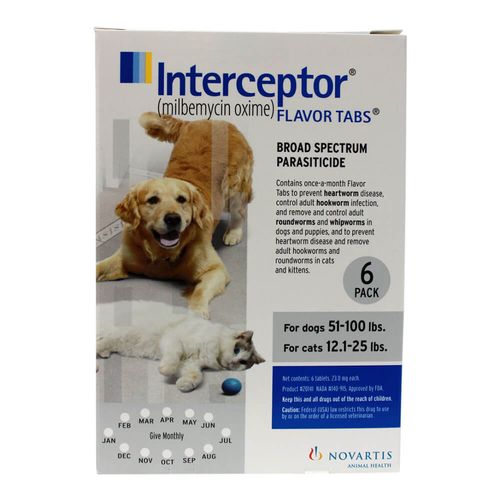 Interceptor Rx 51-100 lbs Dog/12.1-25 lbs Cat White 6 count