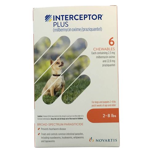 Rx Interceptor Plus 2-8 lbs 2.3 mg x 6 Chew Tabs Orange