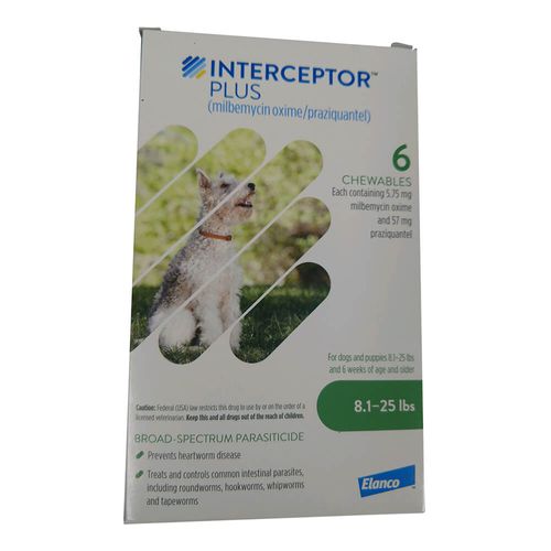 Interceptor Plus Rx 8.1-25 lbs 5.75 mg x 6 Chew Tabs Green