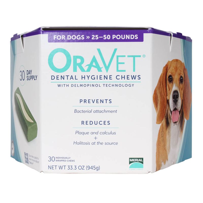 ORAVET Dental Hygiene Chews for Dogs 2550 lb, 30 ct Lambert Vet