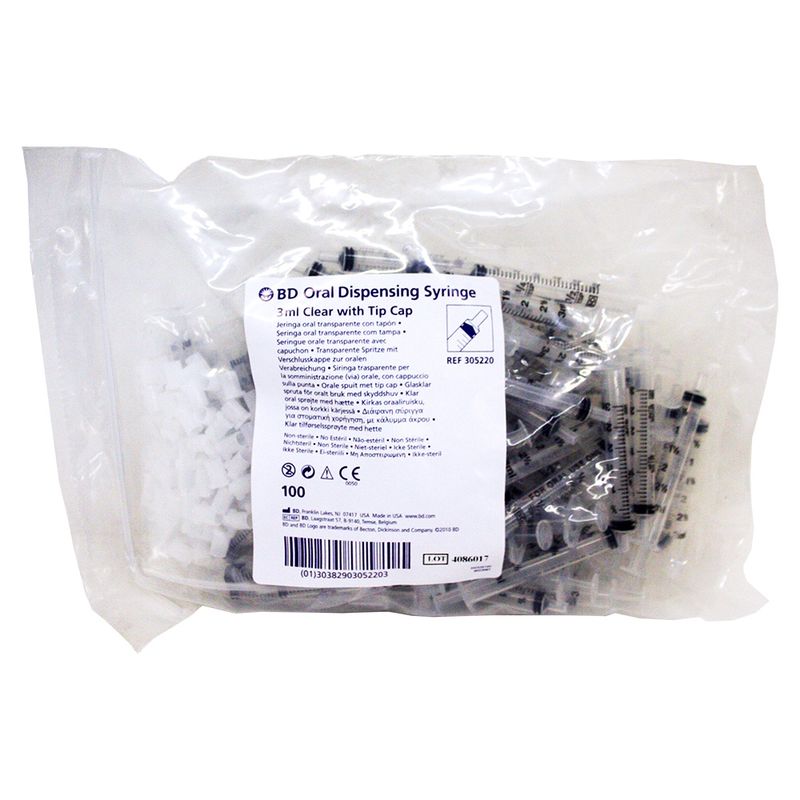 Syringe Oral Dosing, 3 ml 100 per bag Lambert Vet Supply Dog, Cat