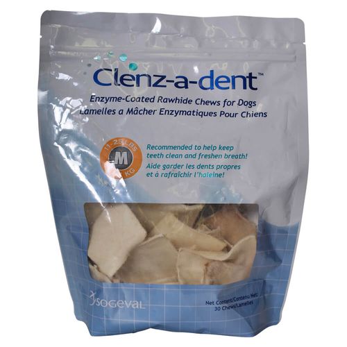 Clenz-A-Dent Rawhide Chews for Medium Dogs 11-25 lbs 30 Ct