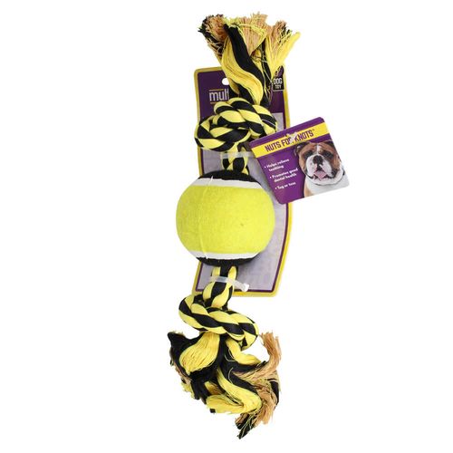 Nuts for Knots 2-Knot Rope with Tennis Ball 10" Assorted