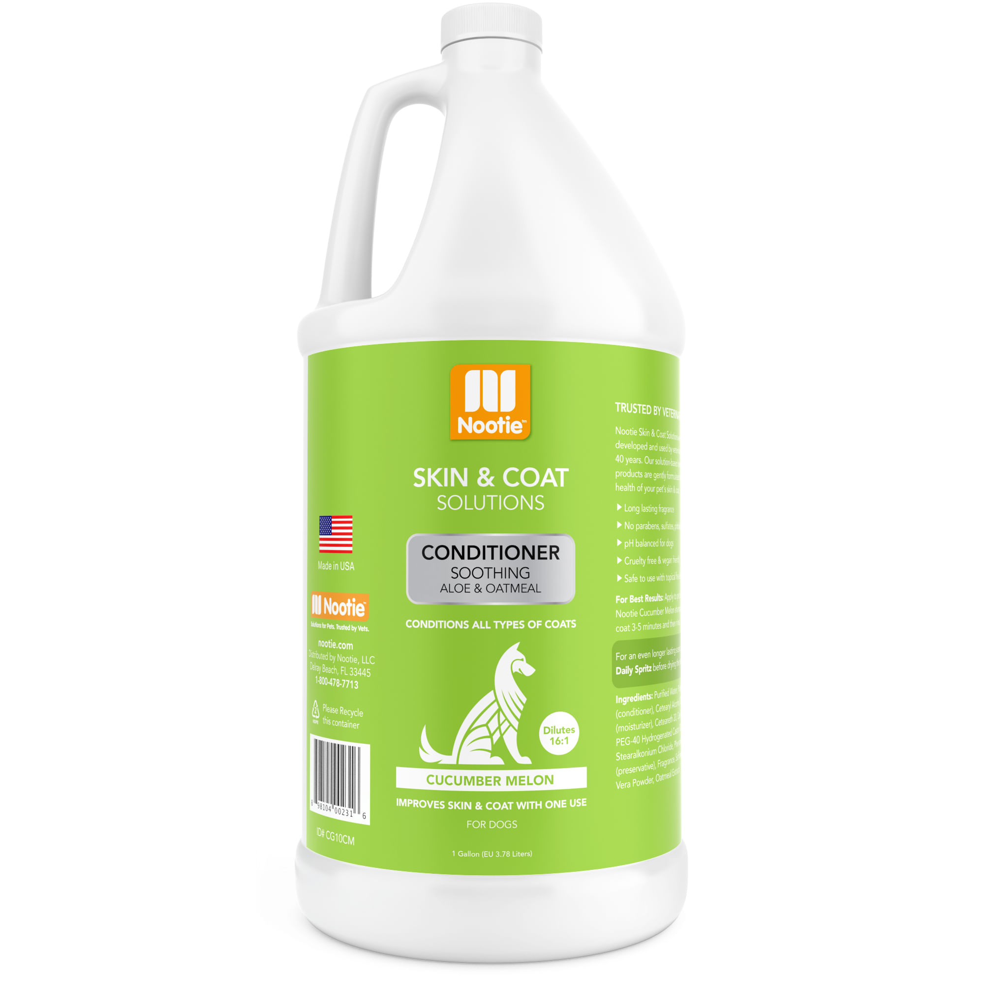 Nootie Aloe & Oatmeal Conditioner, Cucumber Melon, 1 Gallon - Pet ...