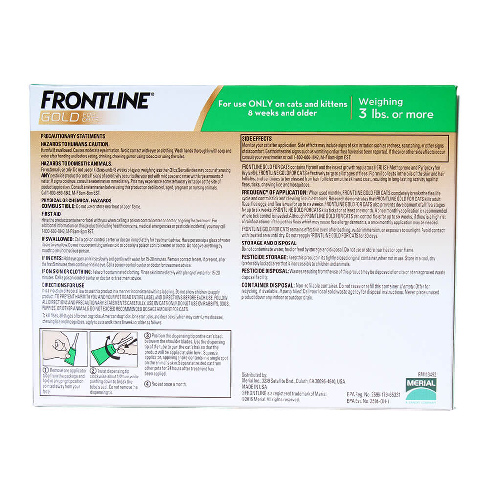 Frontline Gold for Cats 1.5 lbs and Up, Green, 3 Month - Lambert Vet ...