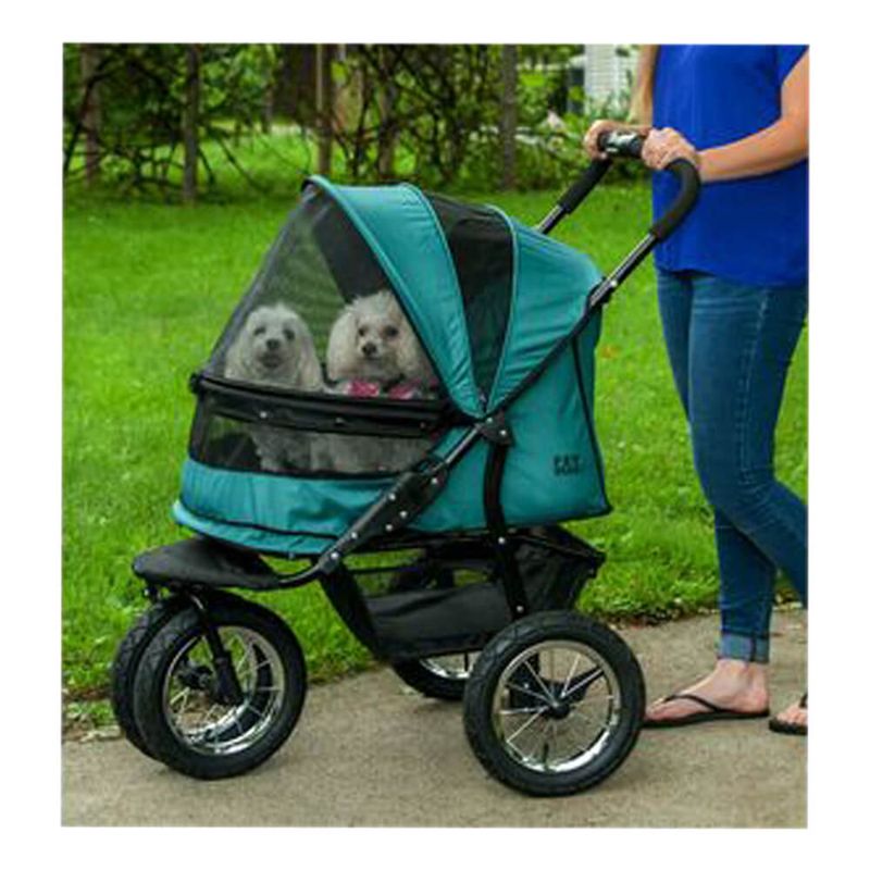 No-Zip Double Pet Stroller Teal