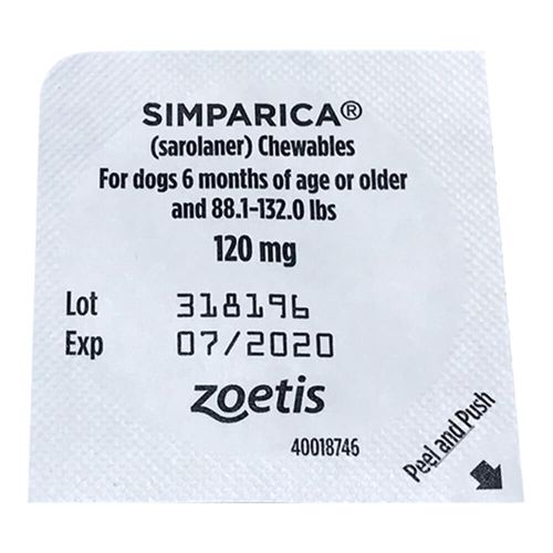 Rx Simparica 120mg for Dogs 88.1-132 lbs 1 Chewable Tablets