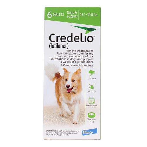 Credelio Dogs 25.1-50 lbs 6 Chewable Tablets Rx