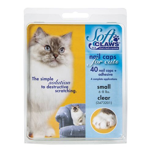 Soft Claws Nail Caps for Cats Small Clear 40 ct