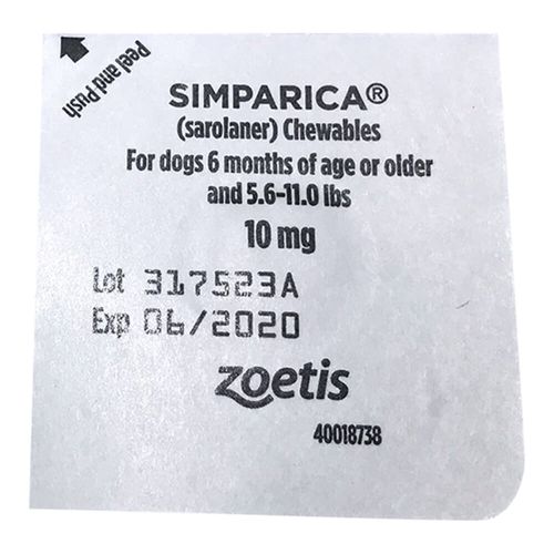 Rx Simparica 10mg for Dogs 5.6-11 lbs 1 Chewable Tablet