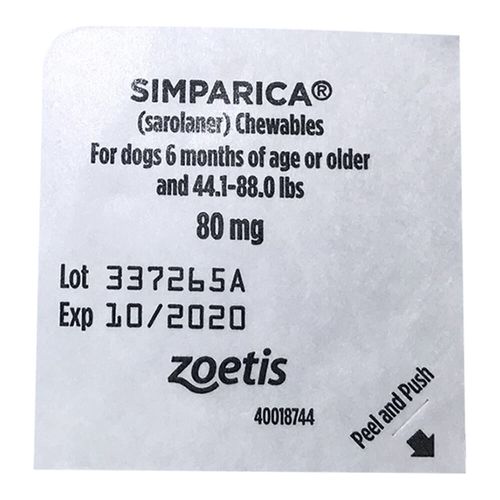 Rx Simparica 80mg for Dogs 44.1-88 lbs 1 Chewable Tablet