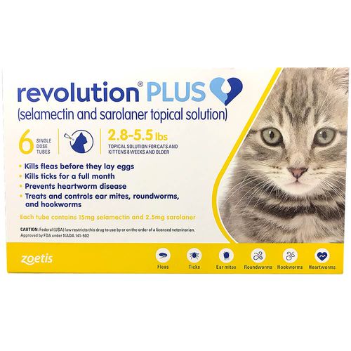 Rx Revolution Plus Topical Solution Feline  2.8-5.5 lbs 6 months