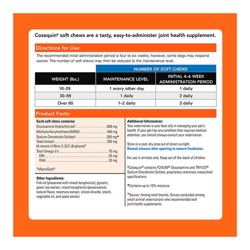 Cosequin Senior Soft Chews for Dogs, 60ct. Lambert Vet Supply Dog