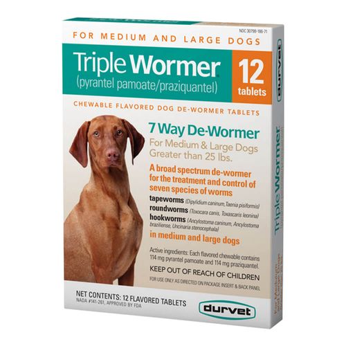 Triple Wormer Large Dog 25.1-200lbs 114gm 12ct
