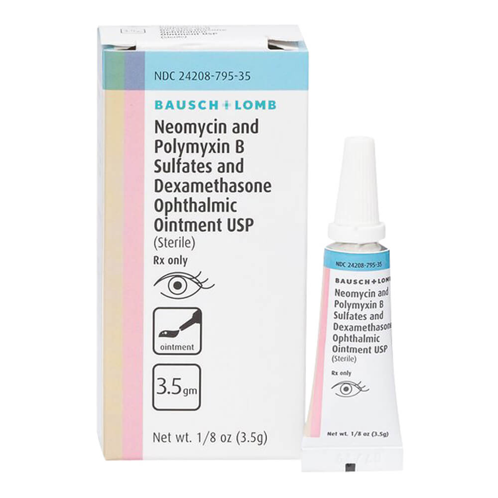 Rx Neopolydex Neomycin Polymyxin Dexamethasone Ophthalmic Ointment Lambert Vet Supply Dog Cat Horse Kennel Vet Supplies