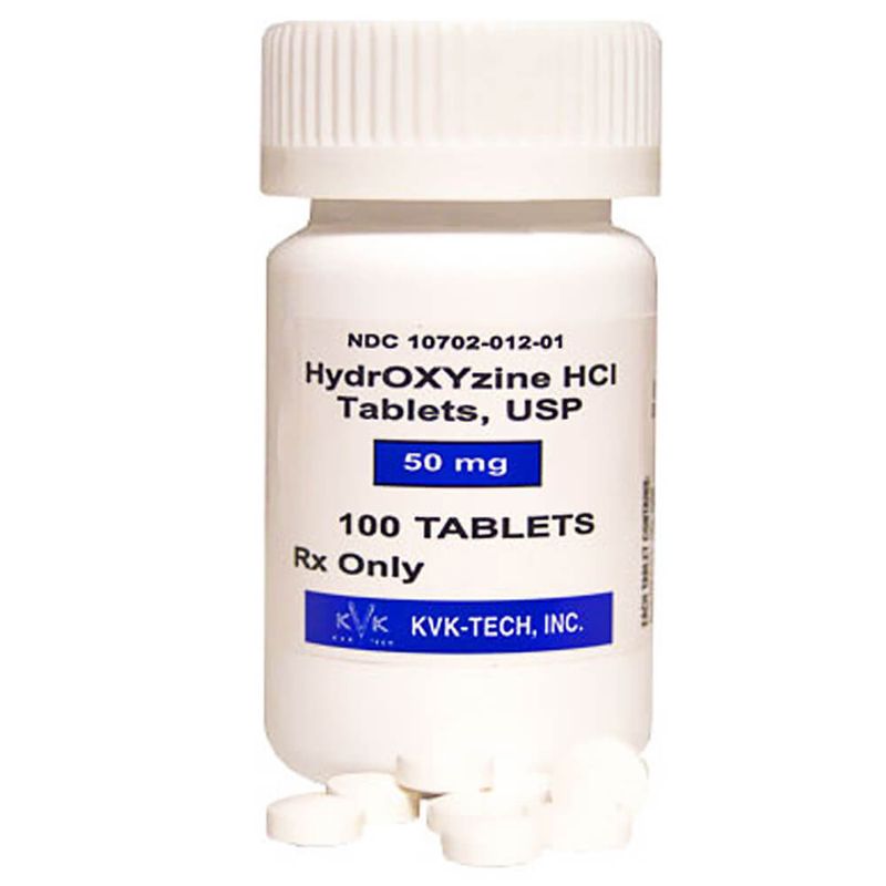 Rx Hydroxyzine 50mg x 100 caps Lambert Vet Supply Dog, Cat, Horse