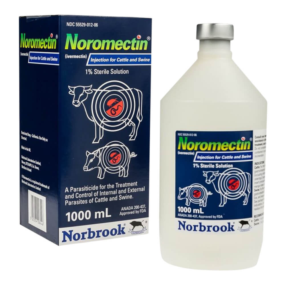 Noromectin (Ivermectin) Injection 1% 1000ml - Lambert Vet Supply | Dog ...