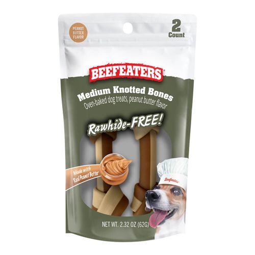 Beefeaters Medium Knotted Bones Rawhide Free 2ct