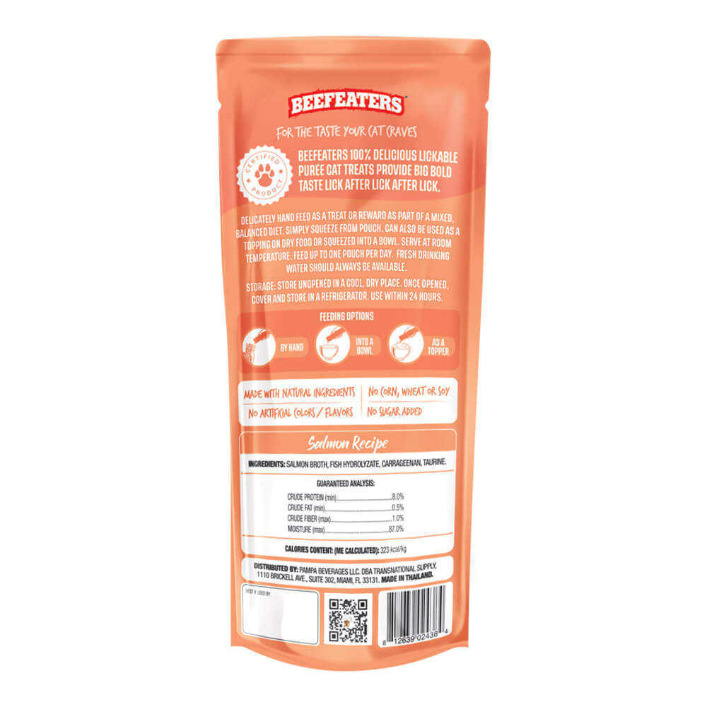 Beefeaters Puree Cat Treat, Salmon, 3ct Lambert Vet Supply Dog, Cat