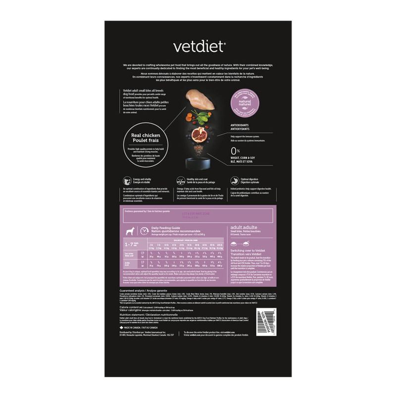 Vetdiet Small Bites Chicken and Rice Dry Adult All Breeds Dog Food, 6 lb - Pet Supplies 4 Less