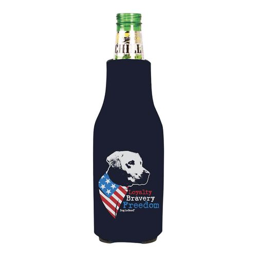 Bottle Koozie Freedom Dog Navy