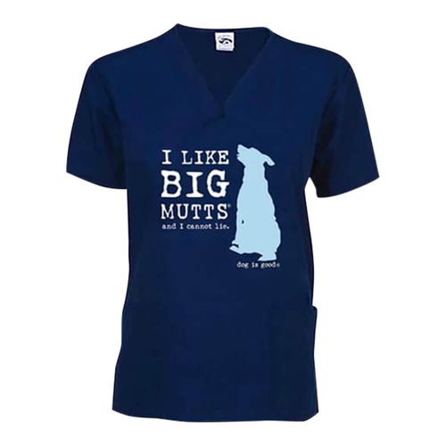 Scrub Top I Like Big Mutts Navy M