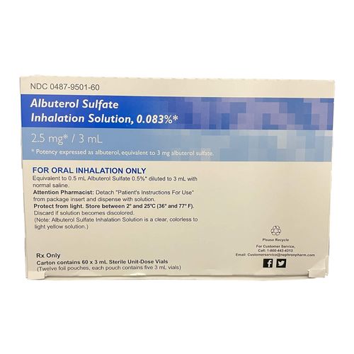 Rx Albuterol Inhalation Solution 0.083% 3ml x 60 ct