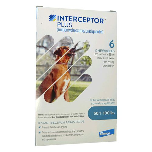 Rx Interceptor Plus 50.1-100 lbs 23 mg x 6 Chew Tabs Blue