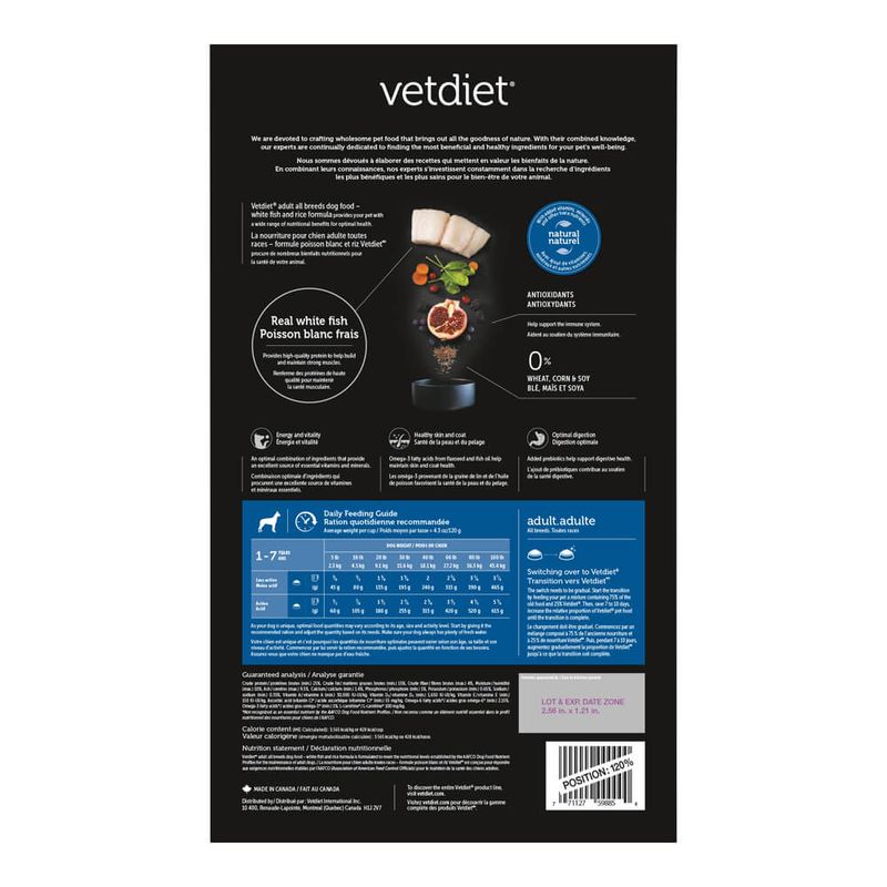 Vetdiet White Fish and Rice Dry Adult All Breeds Dog Food, 6 lb Pet