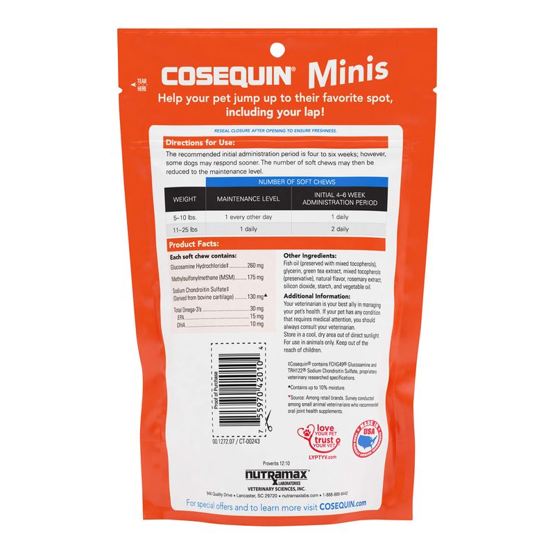 Cosequin Mini Soft Chews with MSM Plus Omega3s for Little Dogs
