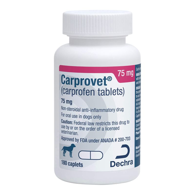 Rx Carprovet (Carprofen) Caplet for Dogs, 75mg 180 ct Lambert Vet