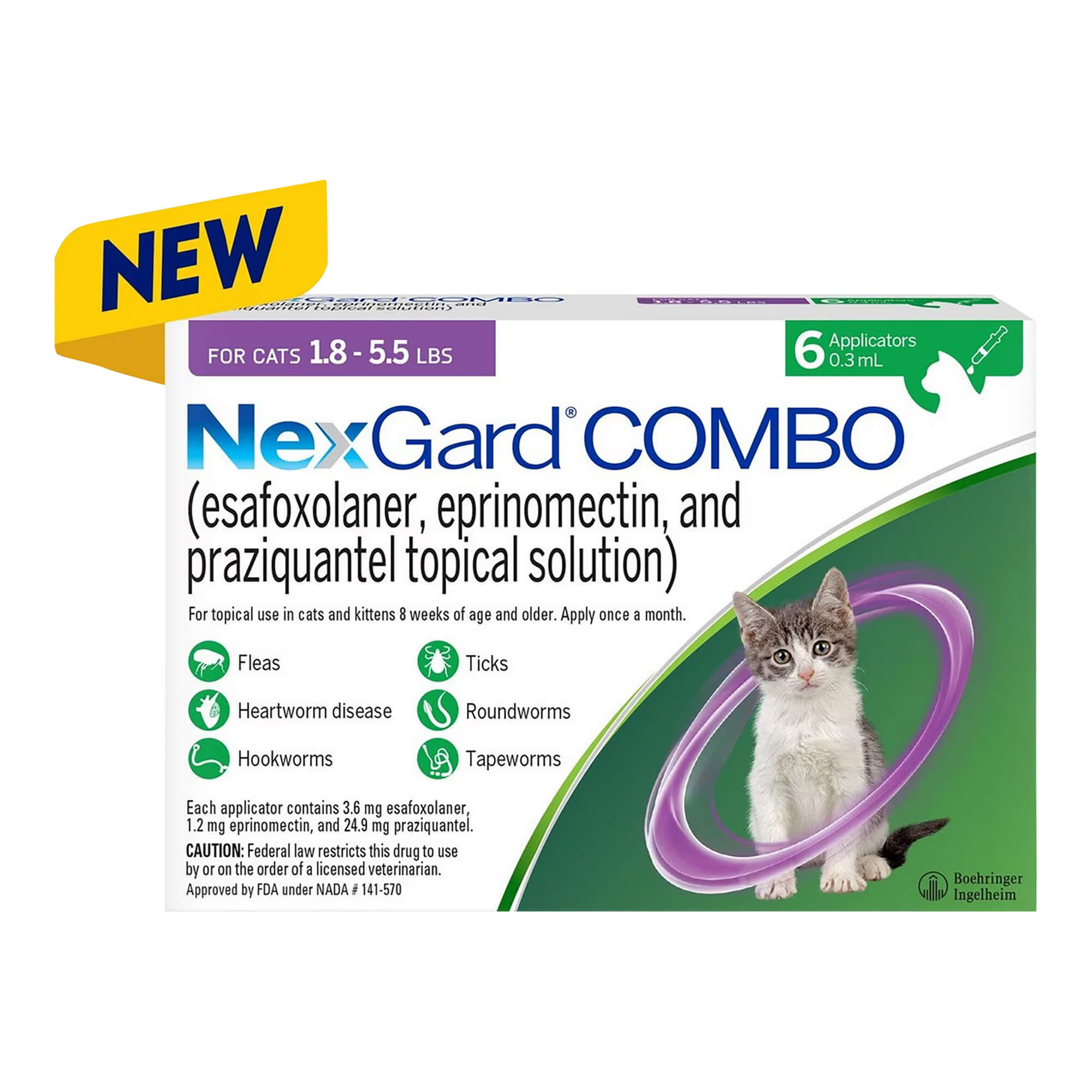 Rx Nexgard Combo Topical for Cats, 1.85.5lbs, 6pk Lambert Vet Supply