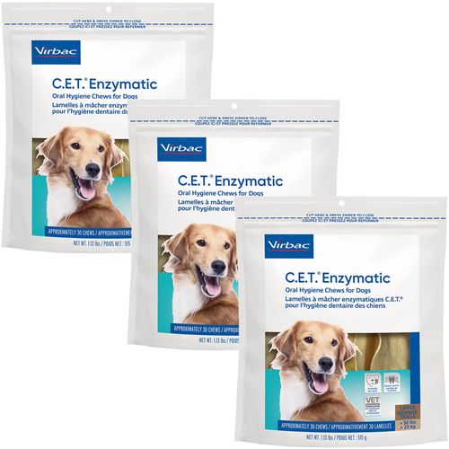 C.E.T. Enzymatic Oral Chews for Dogs Over 50 lbs 30 Ct 3pack