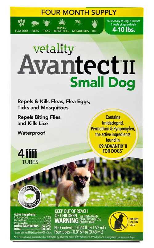 Vetality Avantect II Flea & Tick Topical for Dogs, 4-pack