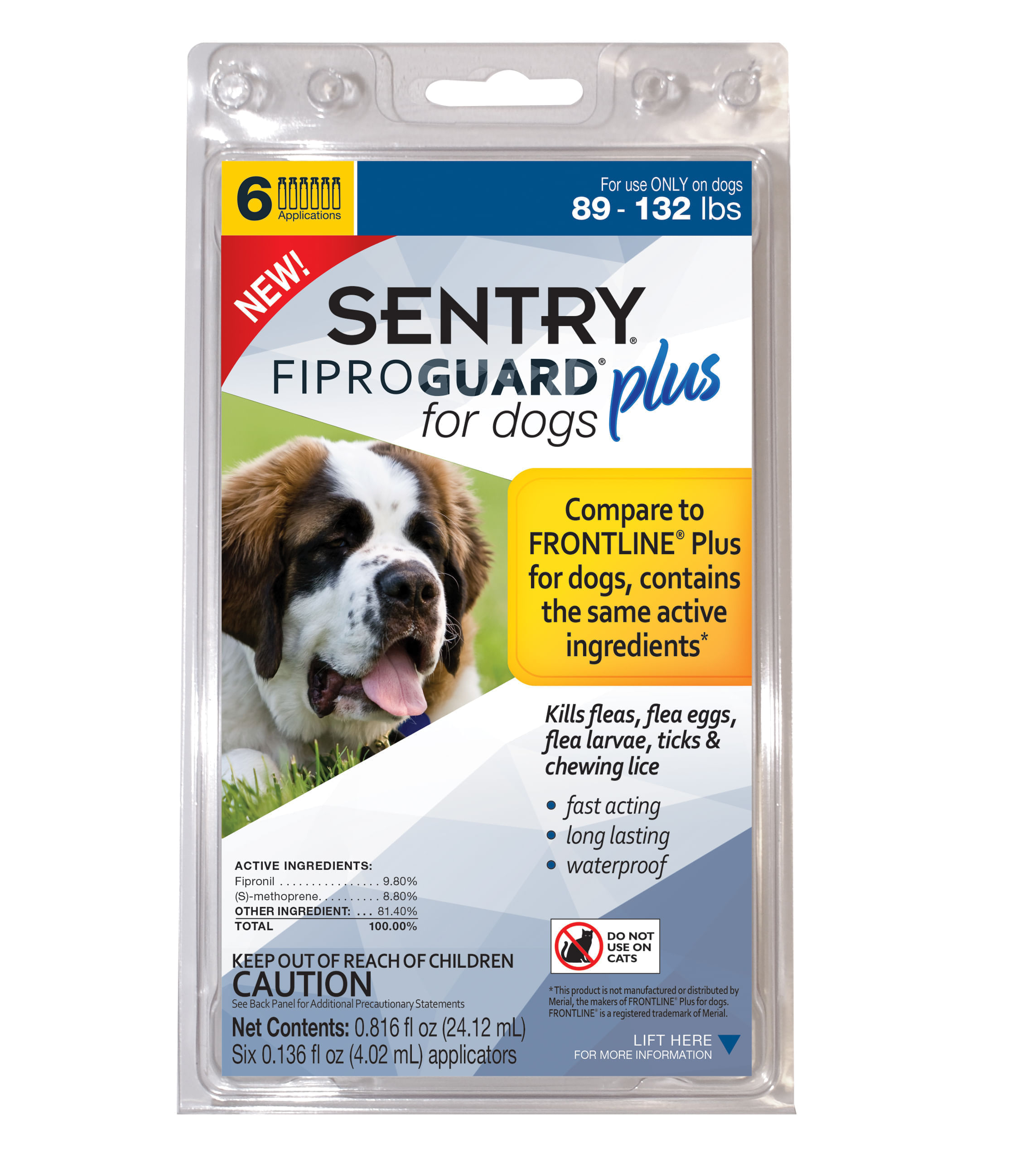 SENTRY Fiproguard Plus for Dogs, 6 Pack Flea and Tick Solution ...