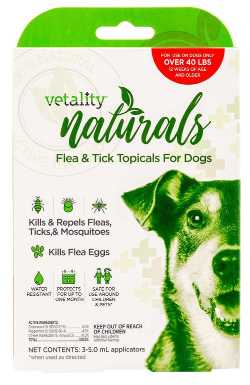 Vetality Naturals Flea & Tick Topicals for Dogs, 3-pk