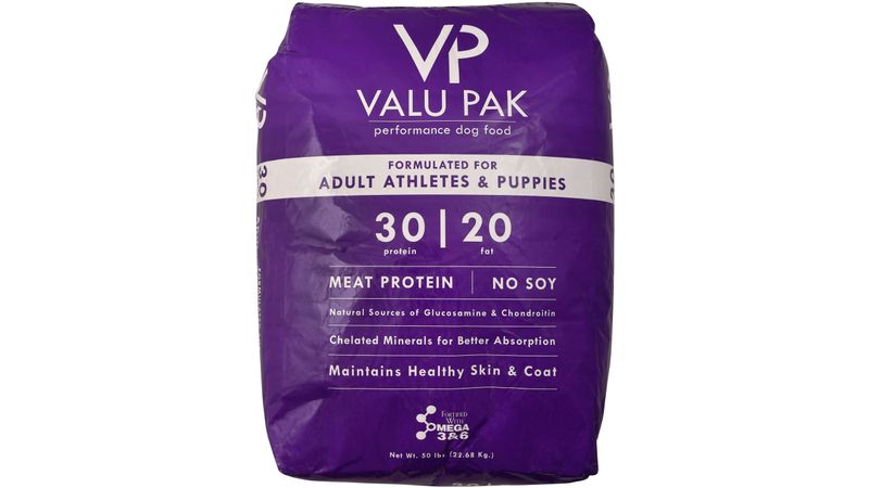 Purple dog food bag sale