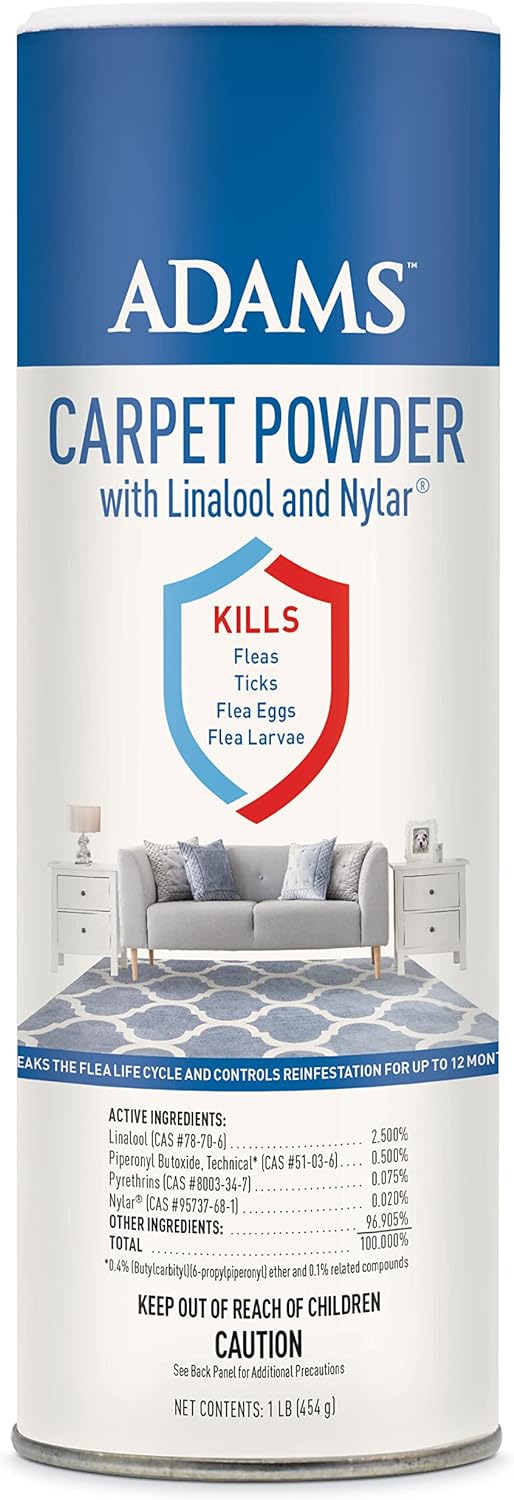 Adams Flea & Tick Carpet Powder, 16 oz Lambert Vet Supply Dog, Cat, Horse, Kennel, & Vet