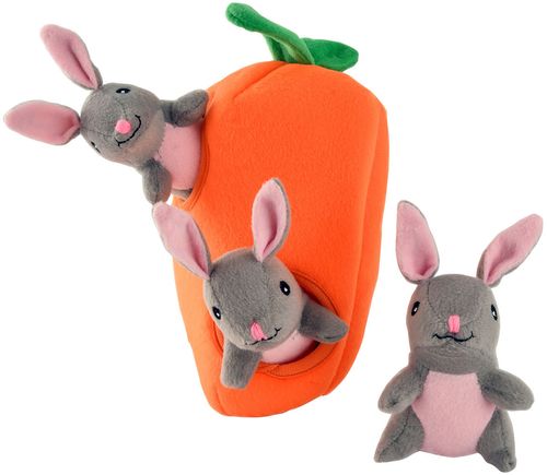 Zippy Paws Bunnies 'n Carrot Burrow Plush Puzzle Toy