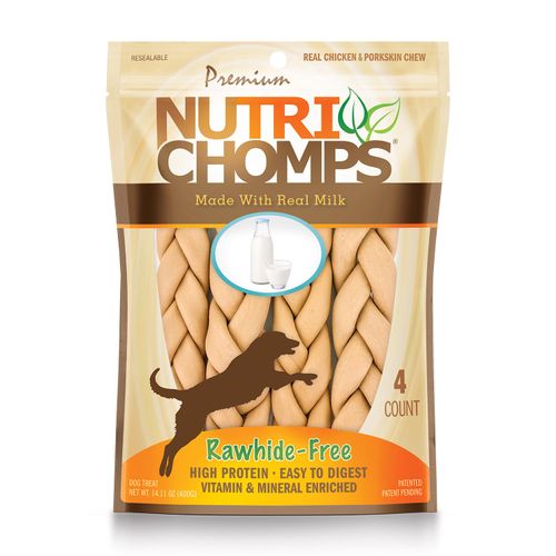 NutriChomps 4ct 9” Milk Flavor Braid