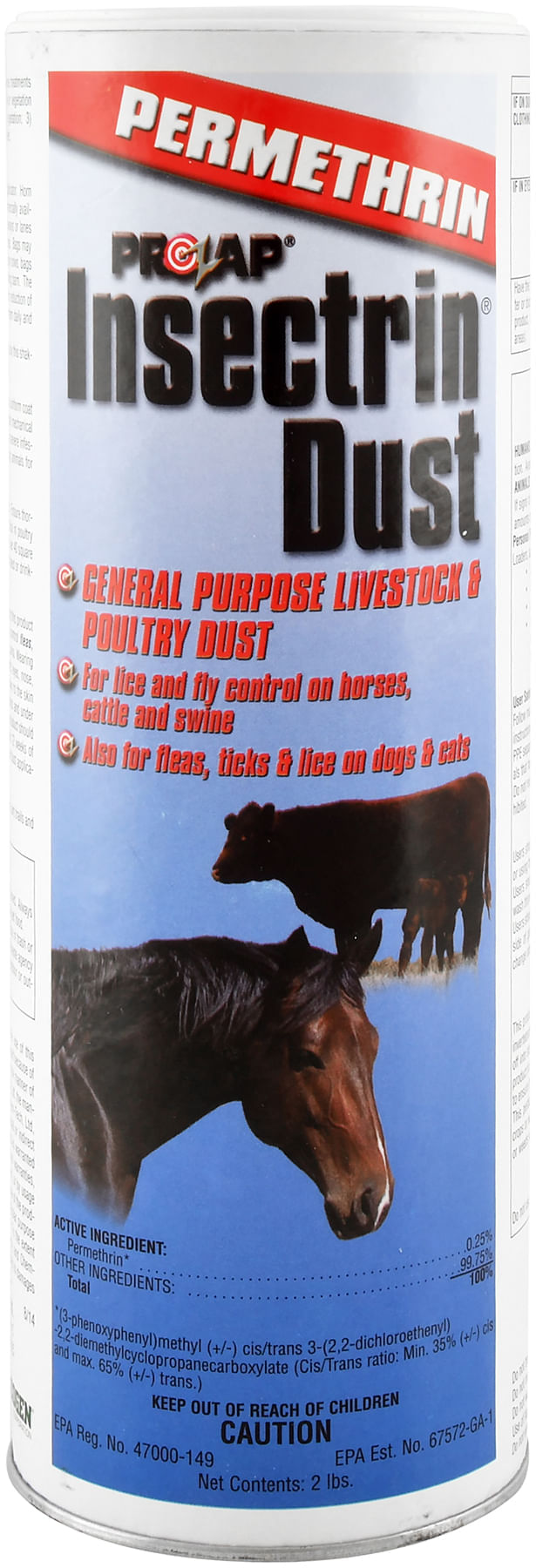 Prozap Insectrin Dust, 2 lb shaker - Lambert Vet Supply | Dog, Cat ...