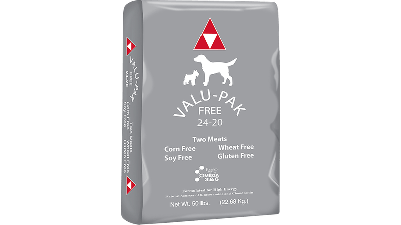 Valu Pak Free 24 20 Dry Dog Food 50 lb Silver Bag Lambert Vet Supply Dog Cat Horse Kennel Vet Supplies